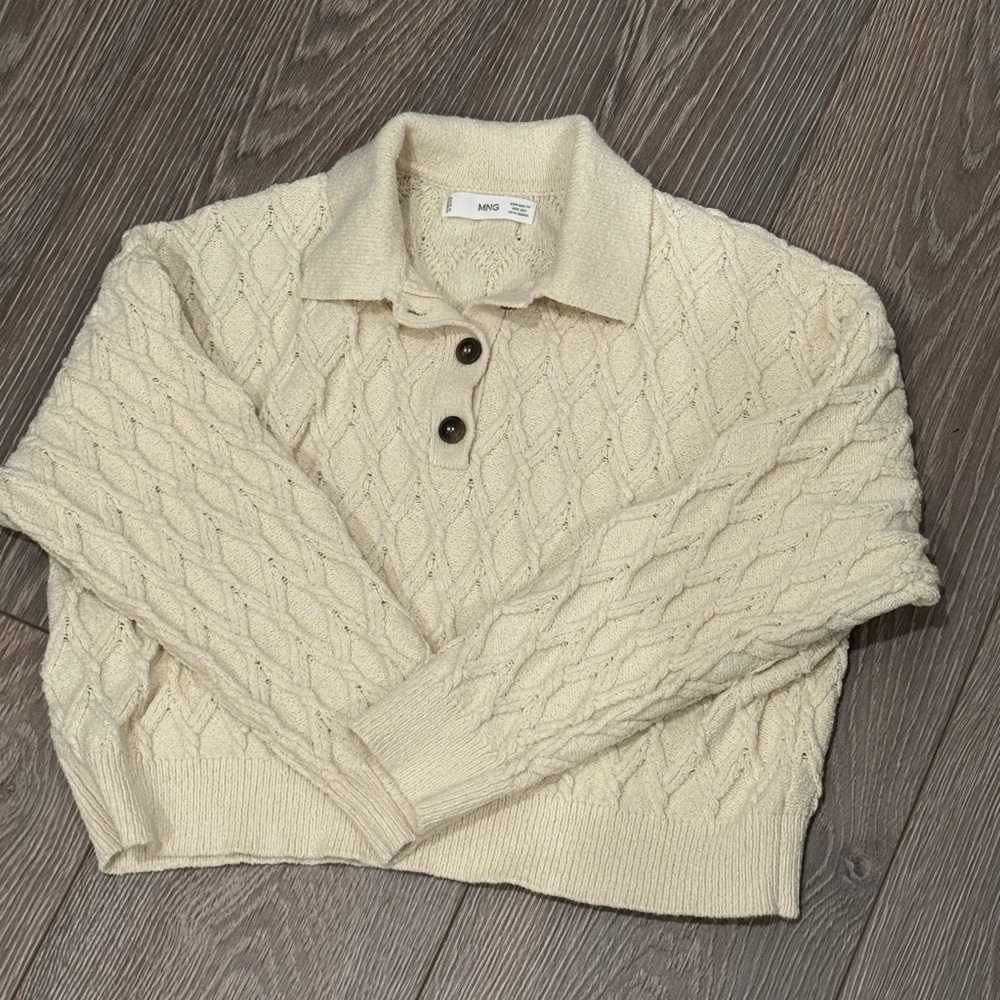 Mango Cream Cable Knit Sweater